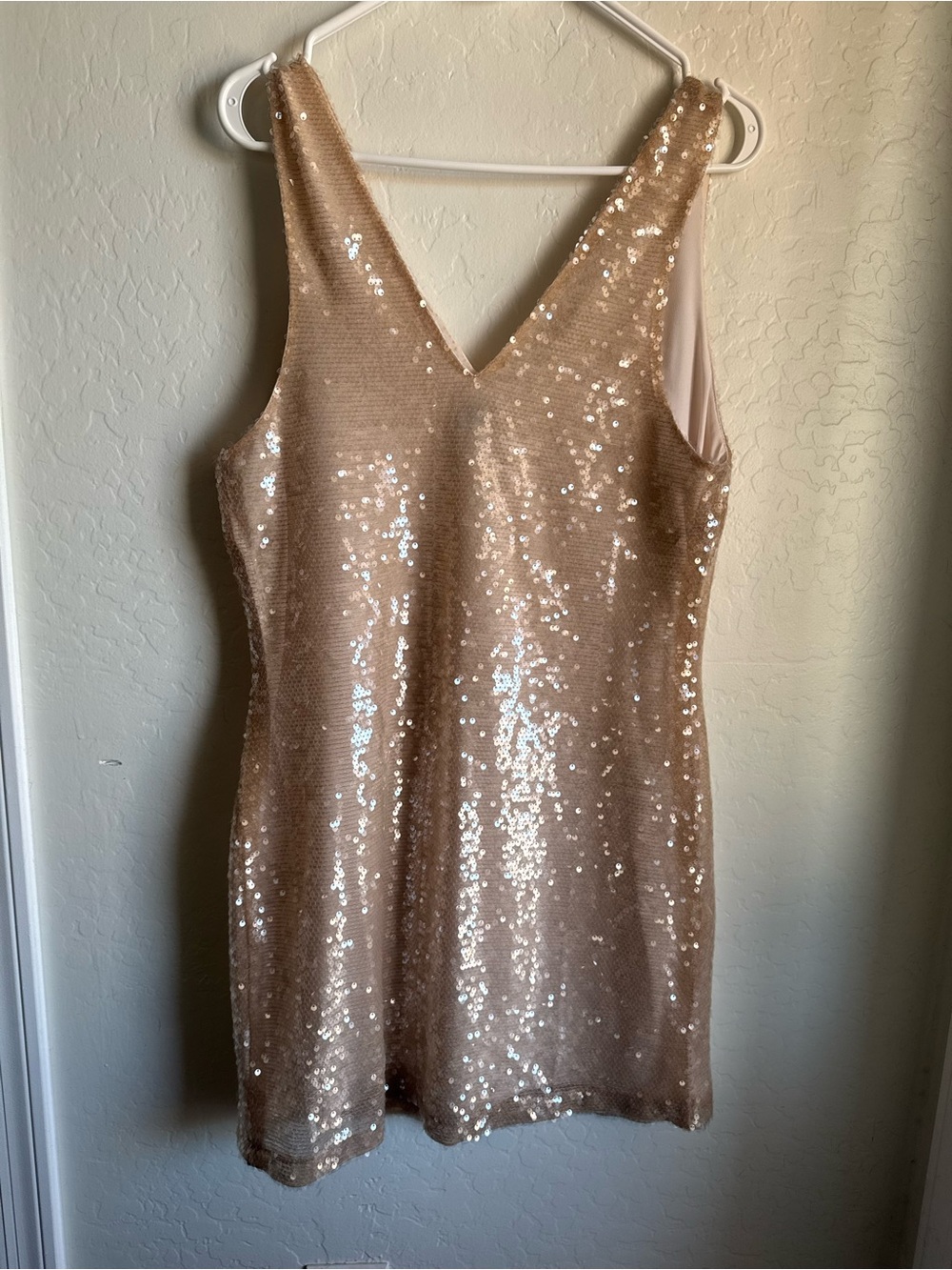 a new day Champagne Sequin V-Neck Mini Dress
